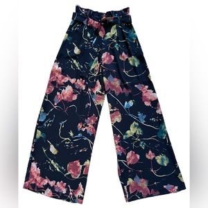 BCBG Black Floral Wide Leg Pants